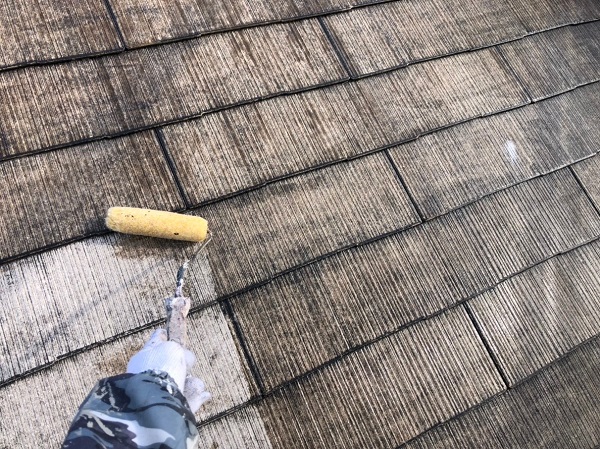 愛知県安城市　屋根塗装　雨樋工事　縁切り　3度塗り